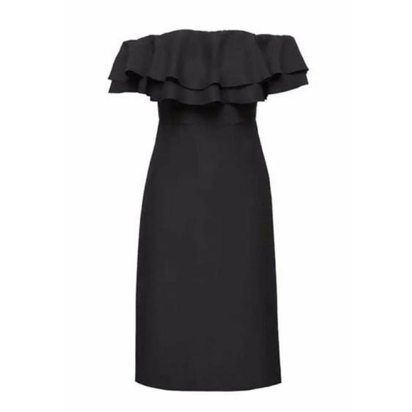 BANANA REPUBLIC  BLACK OFF THE SHOULDER RUFFLE DRESS - - Picture 1 of 3